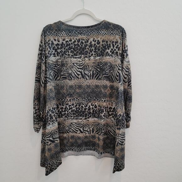 NWOT Kim Rogers Animal Prints Blouse Top Women's Size 1X - Picture 3 of 9